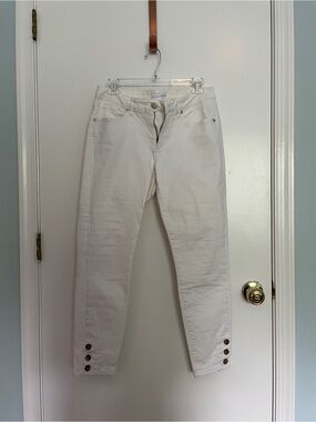LOFT White Ankle Button Detail Curvy Skinny Jeans